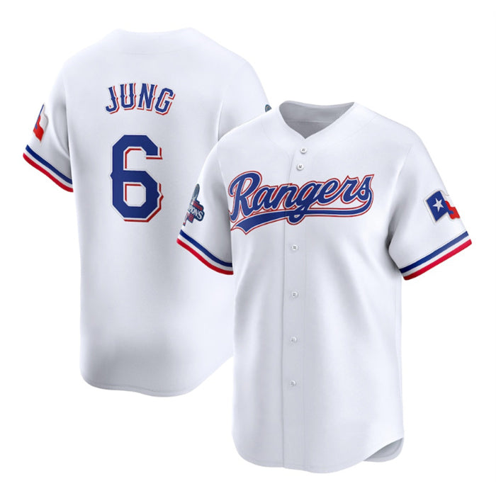 TRASK Texas Rangers #6 Josh Jung White  2023 World Series Champions Stitched Jersey