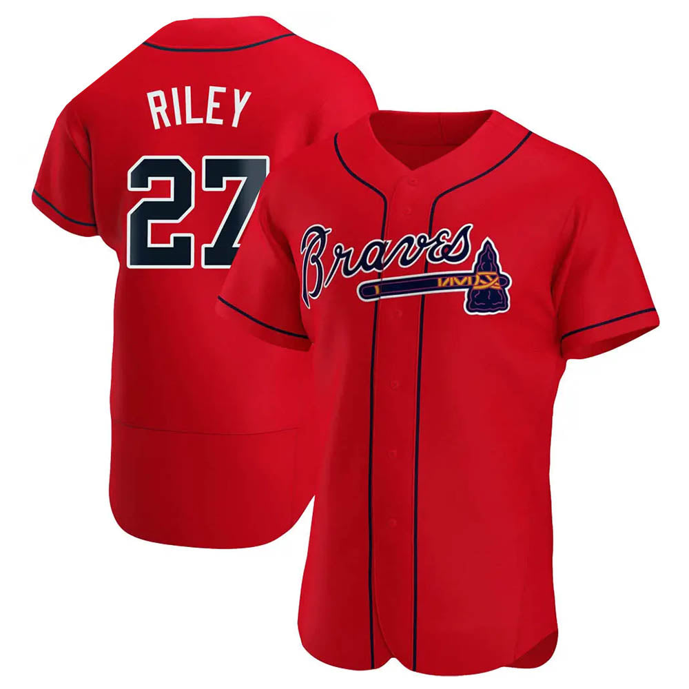 TRASK A.Braves #27 Austin Riley Player Red Authentic Alternate Stitched Jerseys