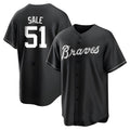 TRASK A.Braves #51 Chris Sale Player White&Black Replica Stitched Jerseys