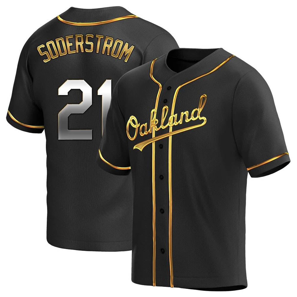 TRASK Athletics #21 Tyler Soderstrom Player Black Golden Replica Alternate Stitched Jersey
