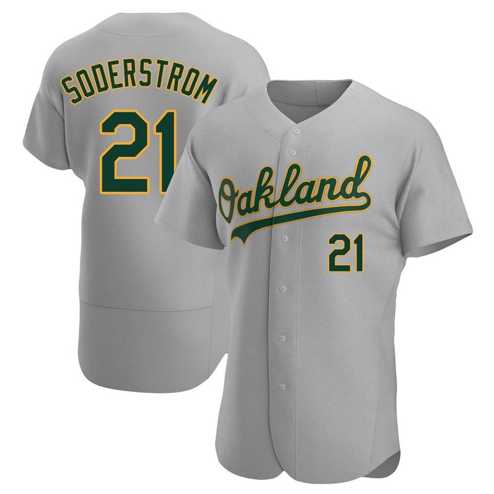 TRASK Athletics #21 Tyler Soderstrom Player Gray Authentic Road Stitched Jersey