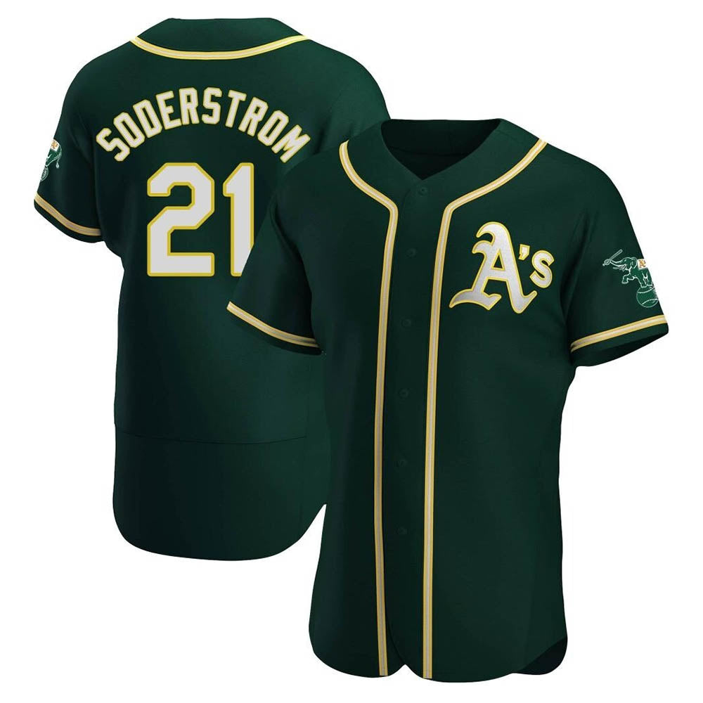 TRASK Athletics #21 Tyler Soderstrom Player Green Authentic Alternate Stitched Jersey