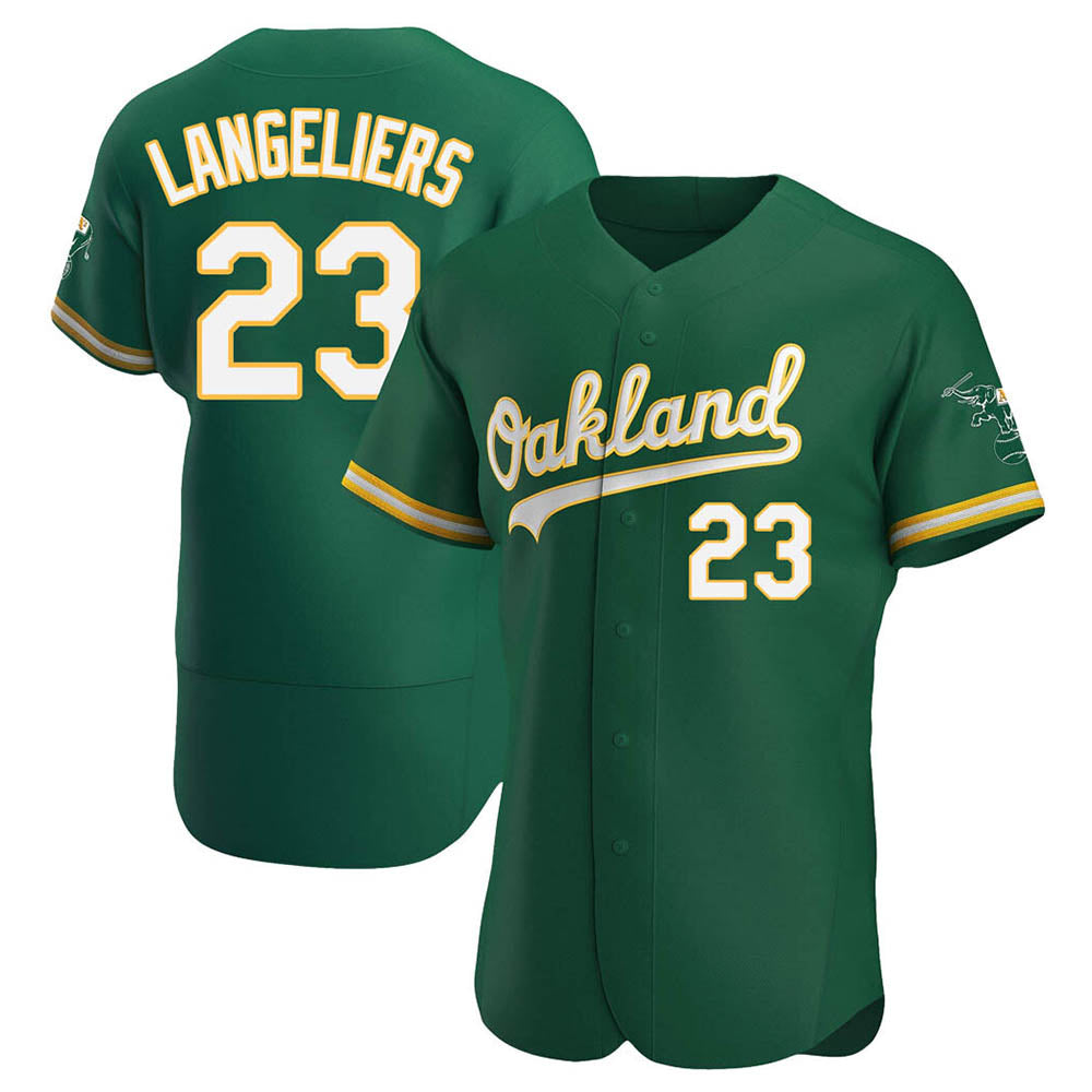TRASK Athletics #23 Shea Langeliers Player Green Authentic Kelly Alternate Stitched Jerseys