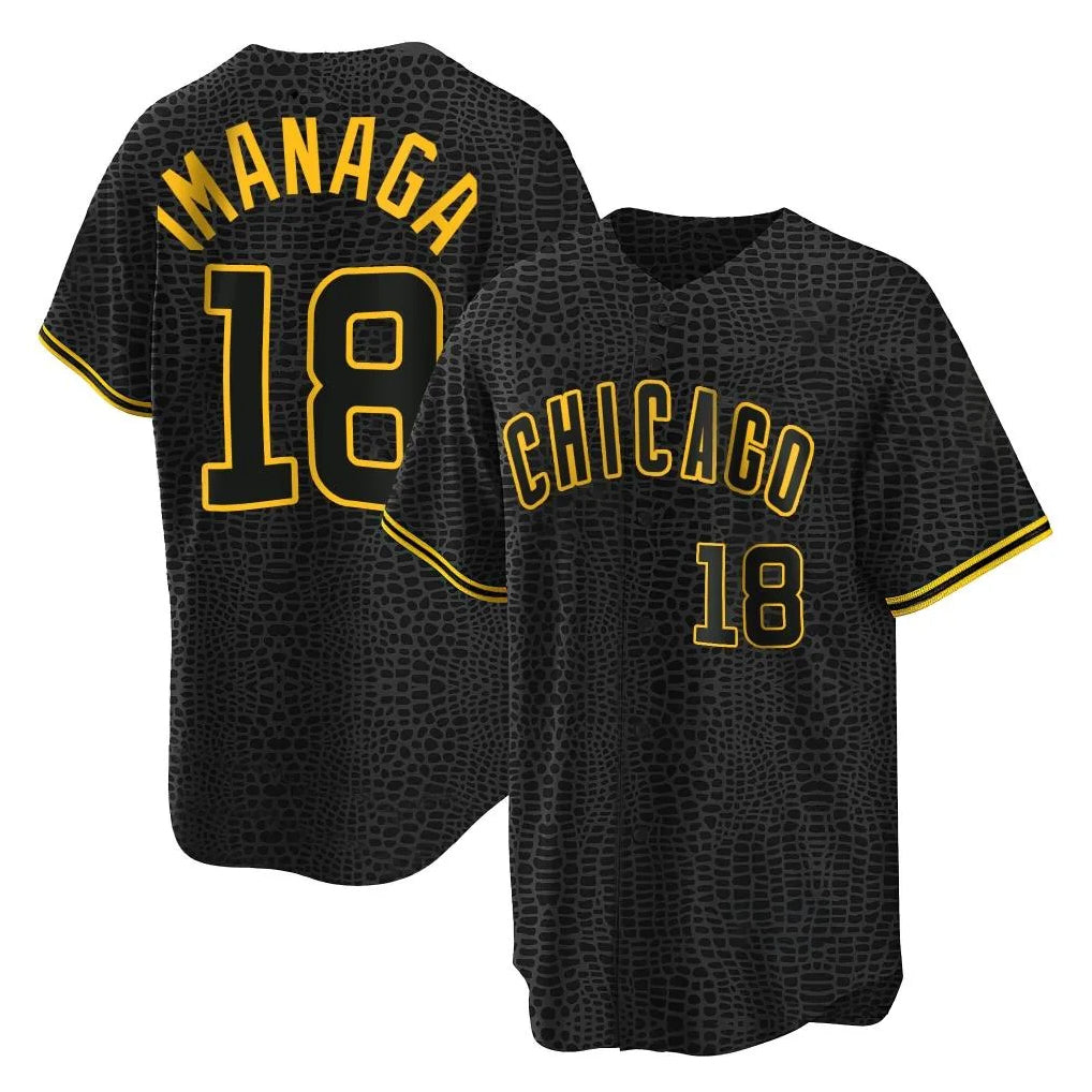 TRASK C.Cubs #18 Shota Imanaga Player Black Snake Skin City Game Stitched Jerseys