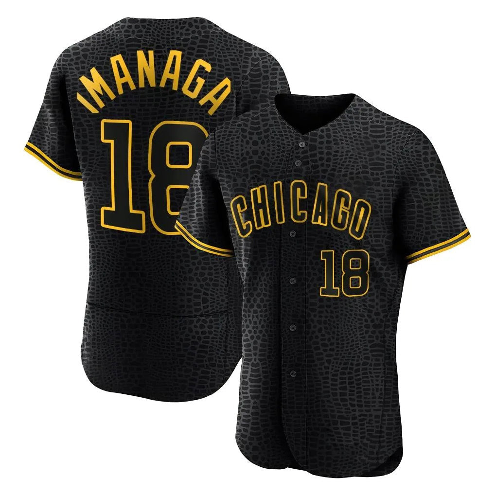 TRASK C.Cubs #18 Shota Imanaga Player Black Snake Skin City Limited Elite Home Game Stitched Jerseys