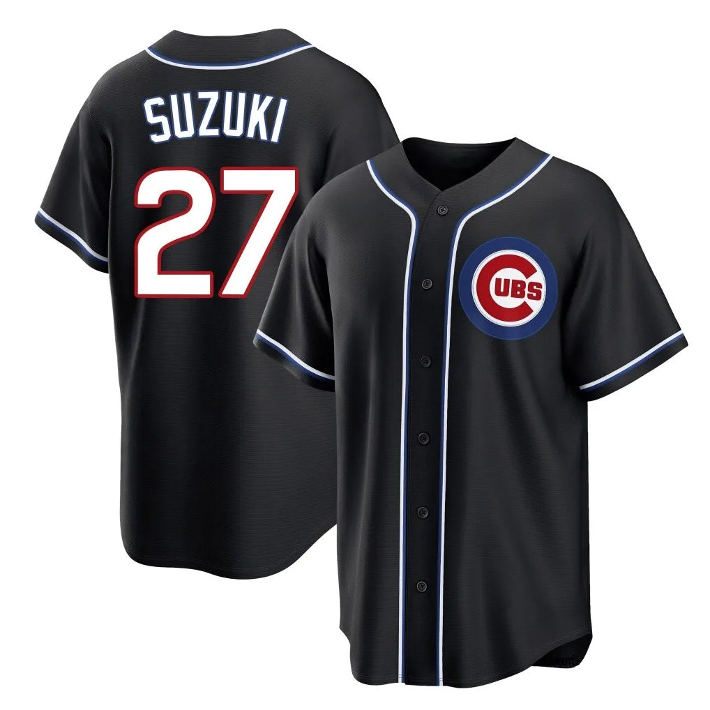 TRASK C.Cubs #27 Seiya Suzuki Player Black Fashion Out Game Stitched Jerseys