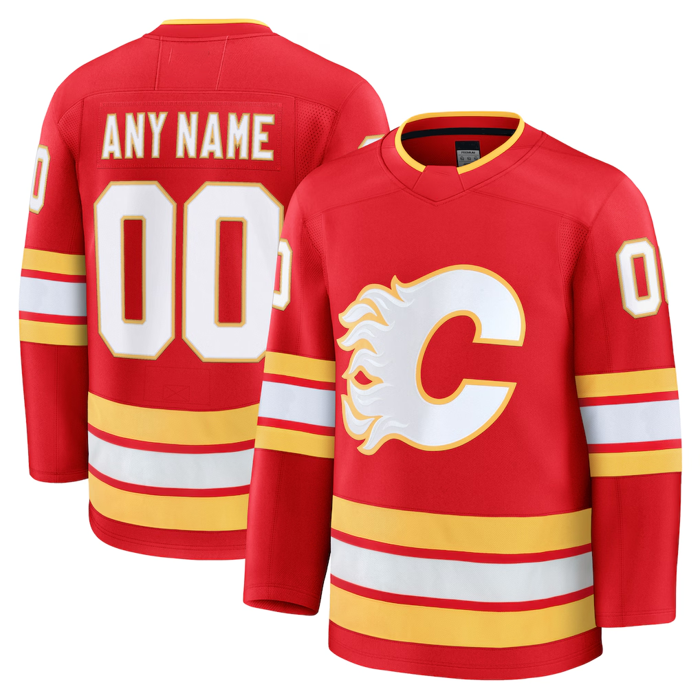 TRASK Custom C.Flames Red Home Premium Jerseys