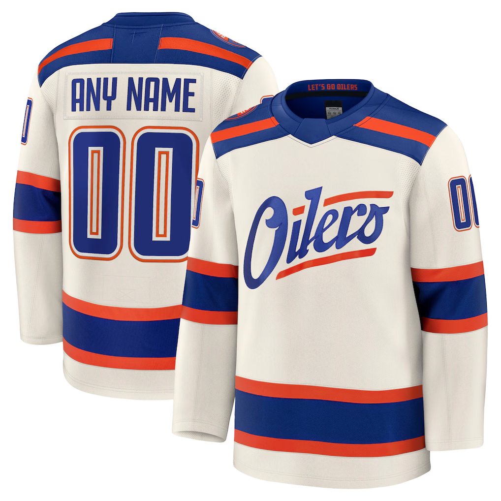 TRASK Custom E.Oilers Light Beige Alternate Premium Jerseys