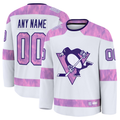 TRASK Custom P.Penguins White 2024 Hockey Fights Cancer Jerseys