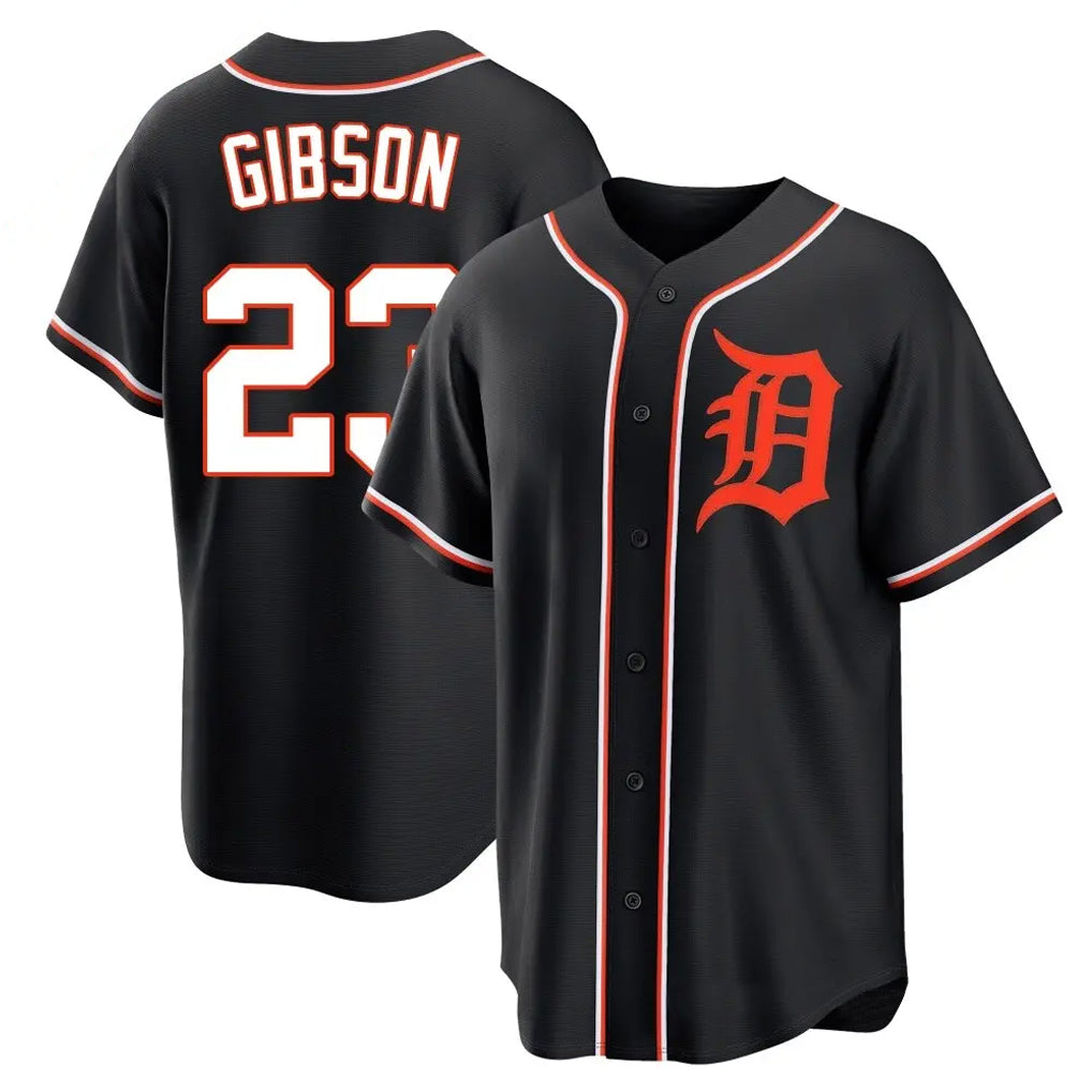 TRASK D.Tigers #23 Kirk Gibson Player Black Fashion Out Home Game Stitched Jerseys