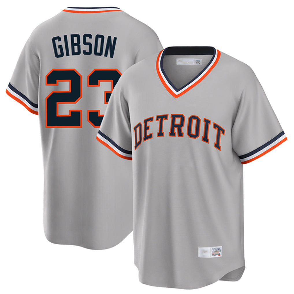 TRASK D.Tigers #23 Kirk Gibson Player Gray Cooperstown T-shirt Home Game Stitched Jerseys