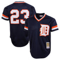 TRASK D.Tigers #23 Kirk Gibson Player Mitchell & Ness Navy 1984 Mesh Batting Practice  T-shirt Stitched Jerseys