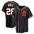 TRASK D.Tigers #28 Javier B¨¢ez Player Black Fashion Out Home Game Stitched Jerseys