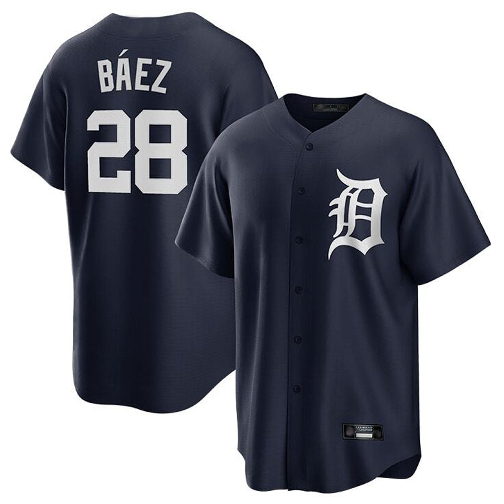 TRASK D.Tigers #28 Javier B¨¢ez Player Navy Game Home Stitched Jerseys
