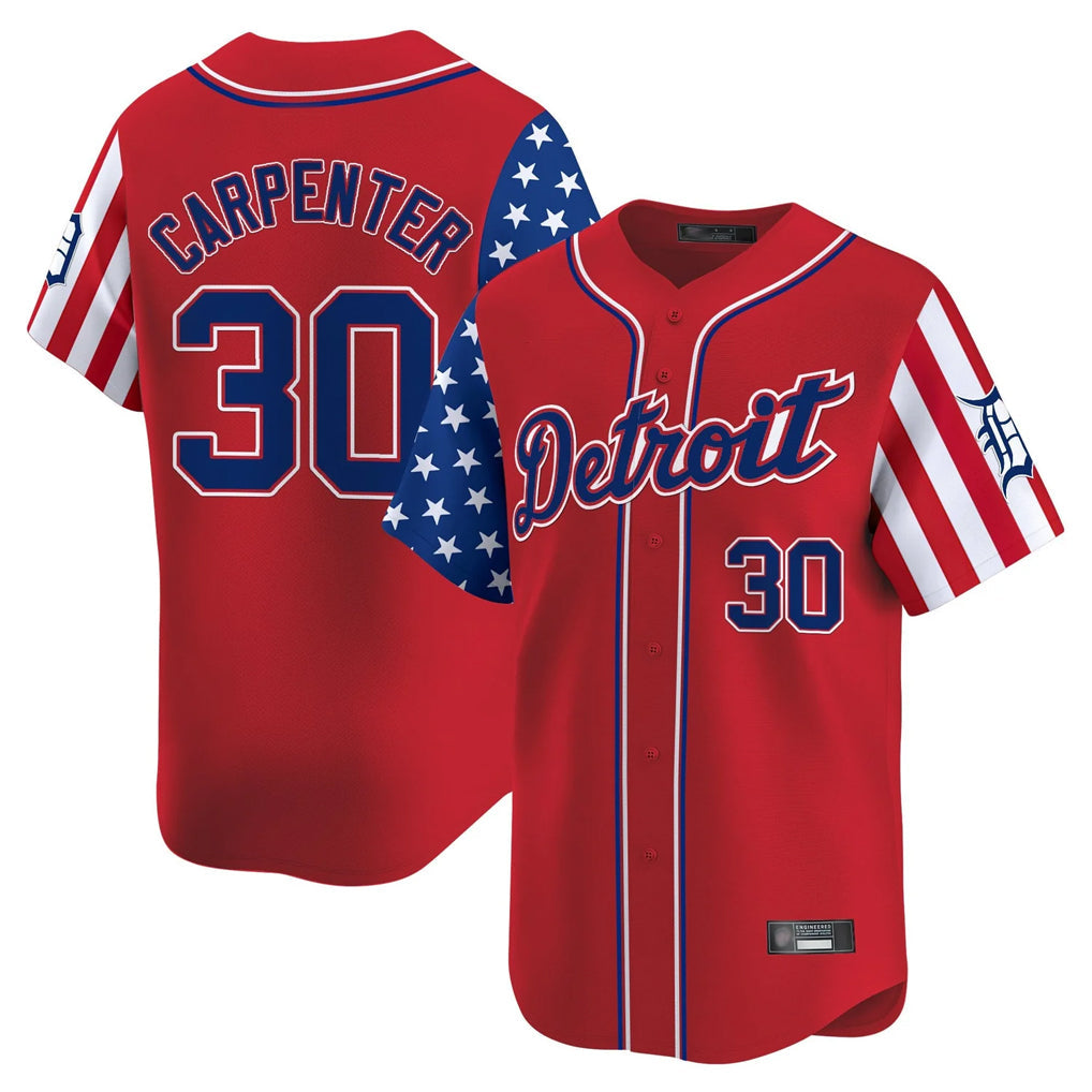 TRASK D.Tigers #30 Kerry Carpenter Player Red Independence Day Vapor Premier Limited Stitched Jerseys