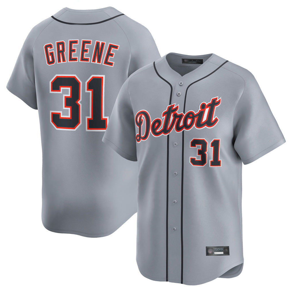 TRASK D.Tigers #31 Riley Greene Player Gray Home Limited Stitched Jerseys