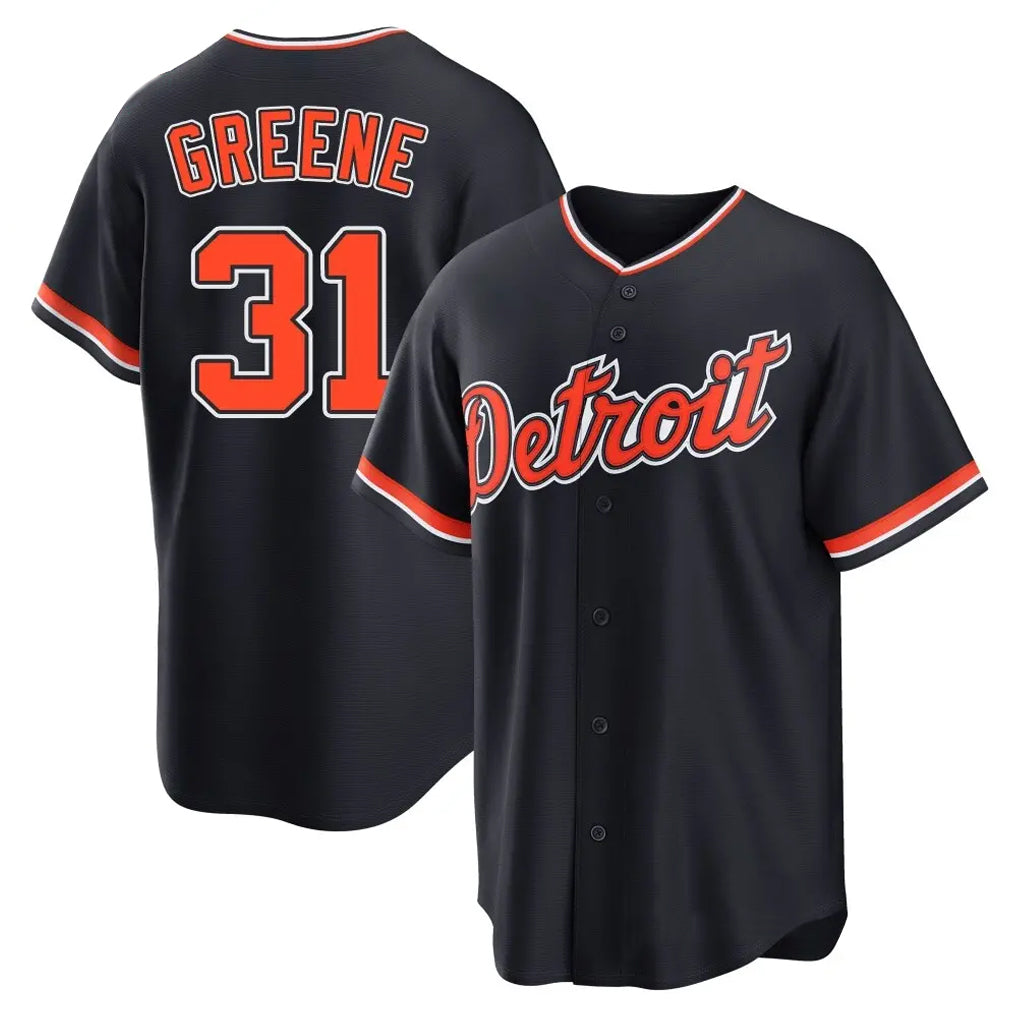 TRASK D.Tigers #31 Riley Greene Player Navy Home Game Stitched Jerseys
