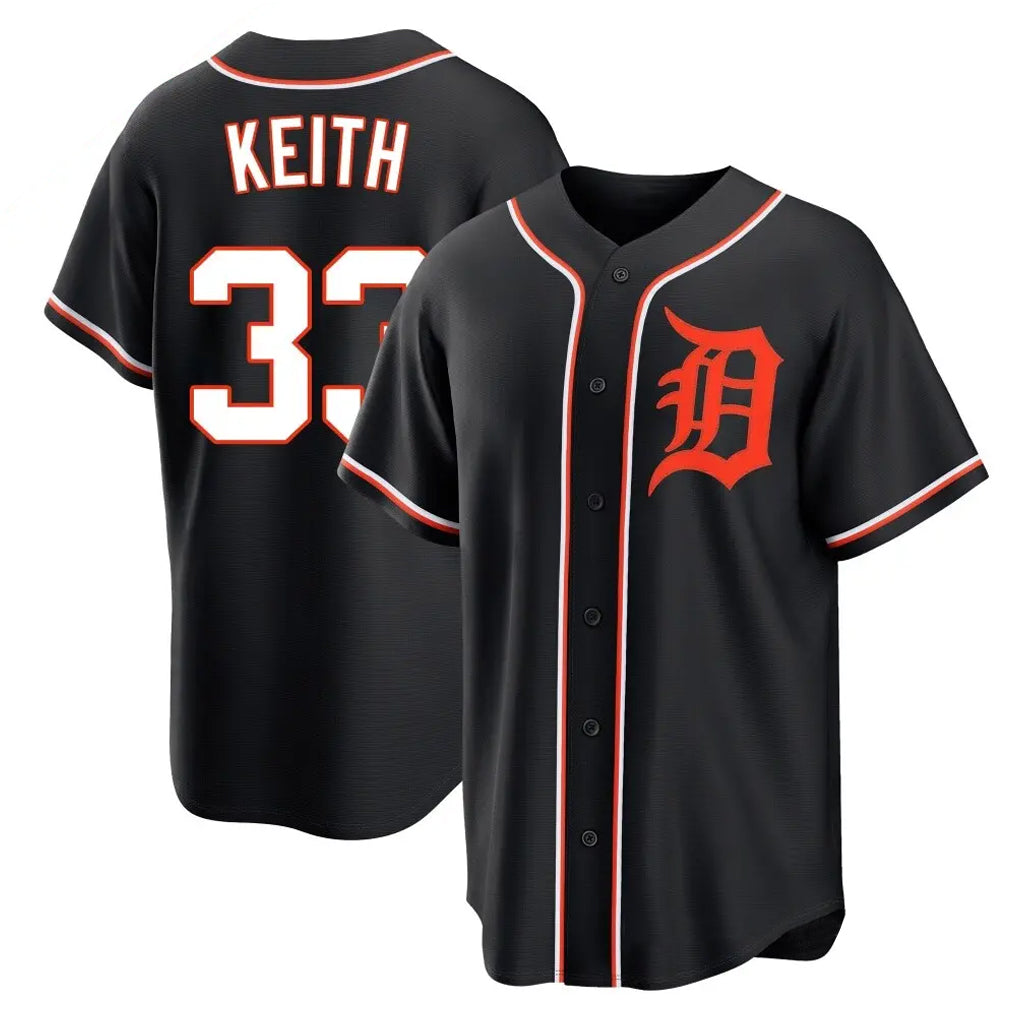 TRASK D.Tigers #33 Colt Keith Player Black Fashion Out Home Game Stitched Jerseys