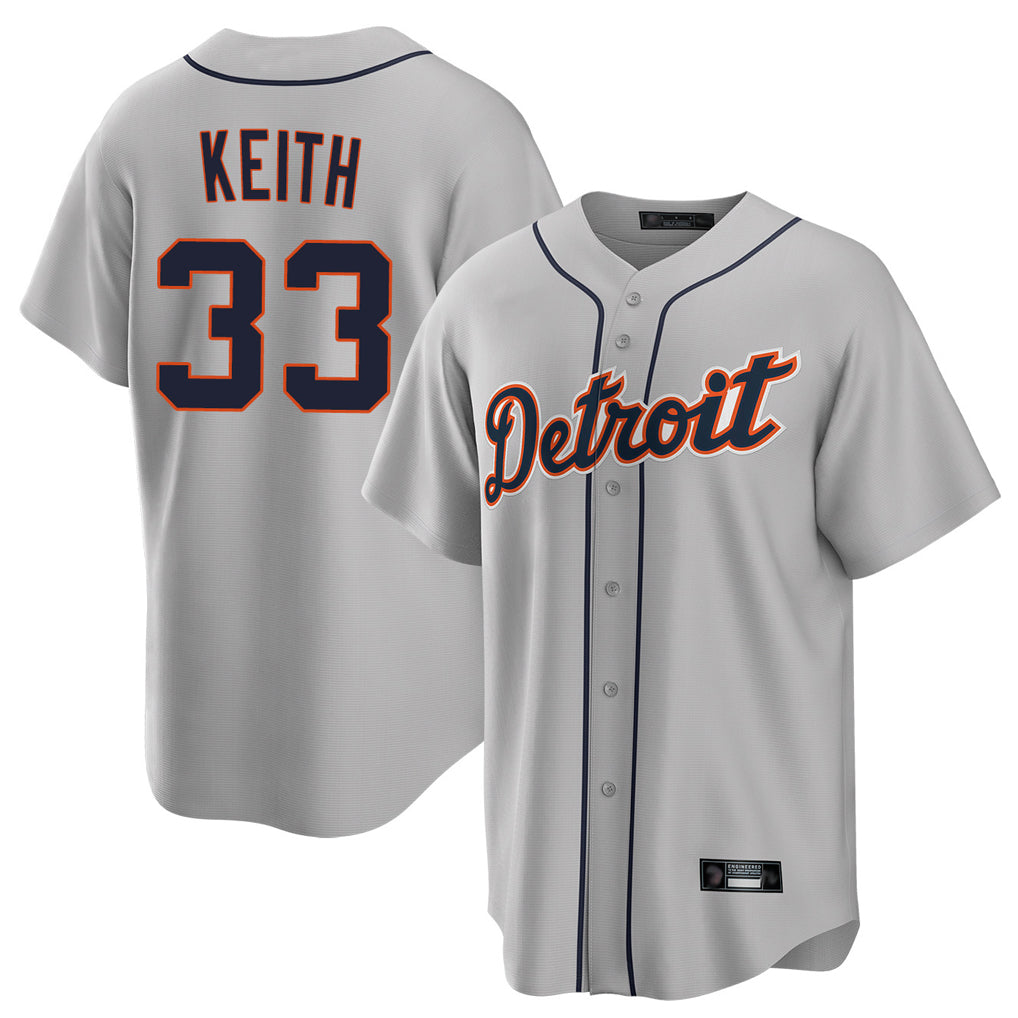 TRASK D.Tigers #33 Colt Keith Player Gray Home Game Stitched Jerseys
