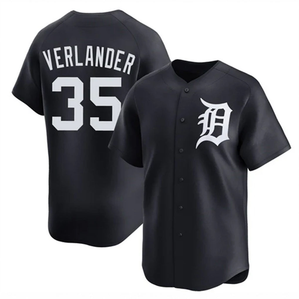 TRASK D.Tigers #35 Justin Verlander Player Navy Home Limited Game Stitched Jerseys