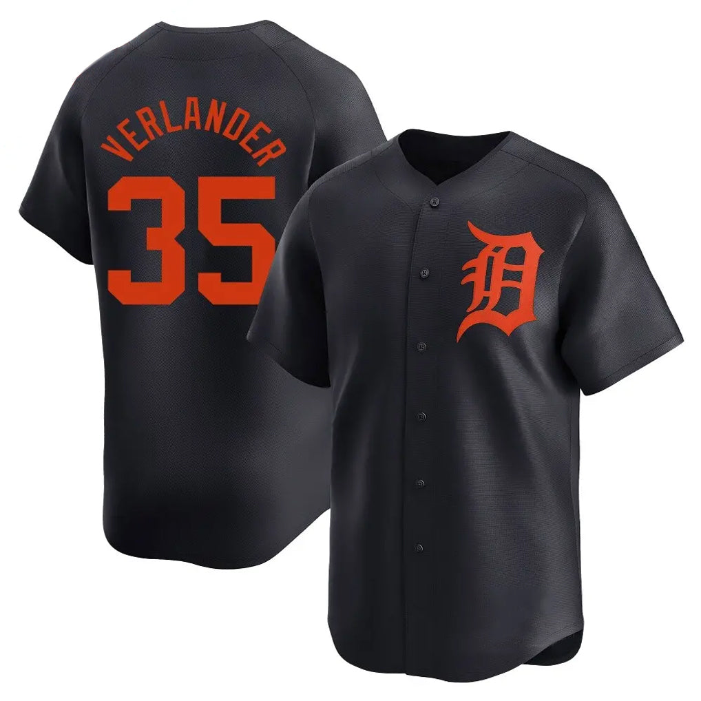 TRASK D.Tigers #35 Justin Verlander Player Navy Home Limited Stitched Jerseys