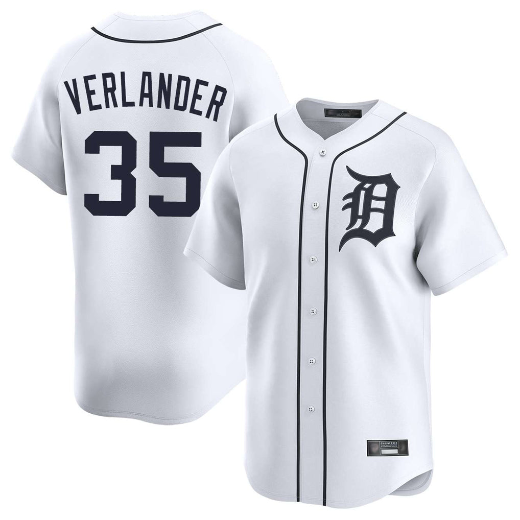 TRASK D.Tigers #35 Justin Verlander Player White Home Limited Stitched Jerseys