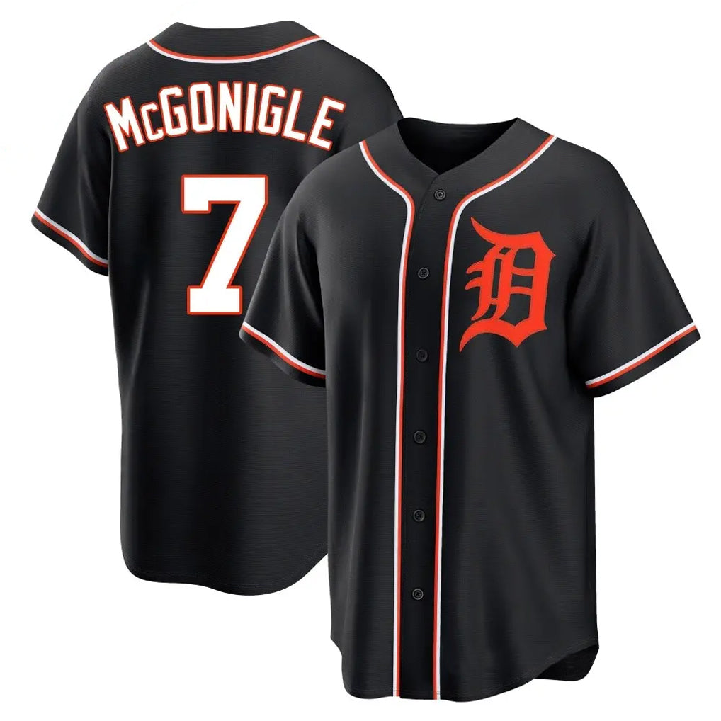 TRASK D.Tigers #7 Kevin McGonigle Player Black Fashion Out Home Game Stitched Jerseys