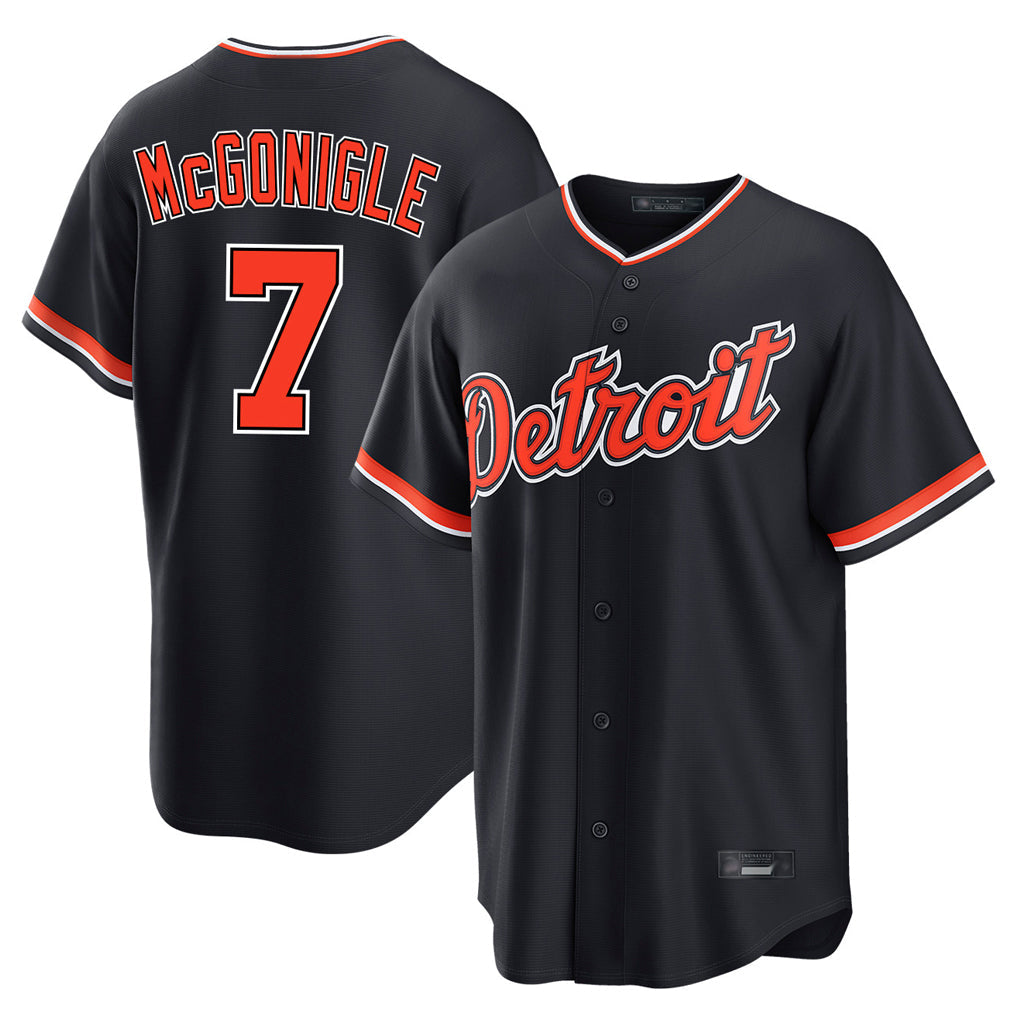 TRASK D.Tigers #7 Kevin McGonigle Player Navy Home Game Stitched Jerseys