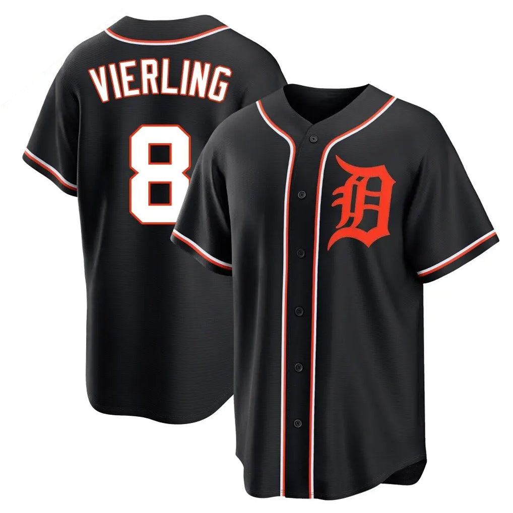 TRASK D.Tigers #8 Matt Vierling Player Black Fashion Out Home Game Stitched Jerseys