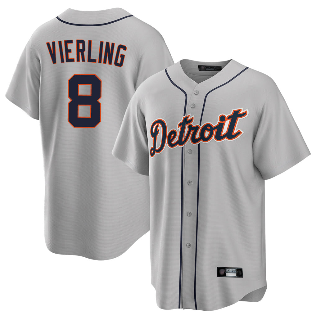 TRASK D.Tigers #8 Matt Vierling Player Gray Home Game Stitched Jerseys