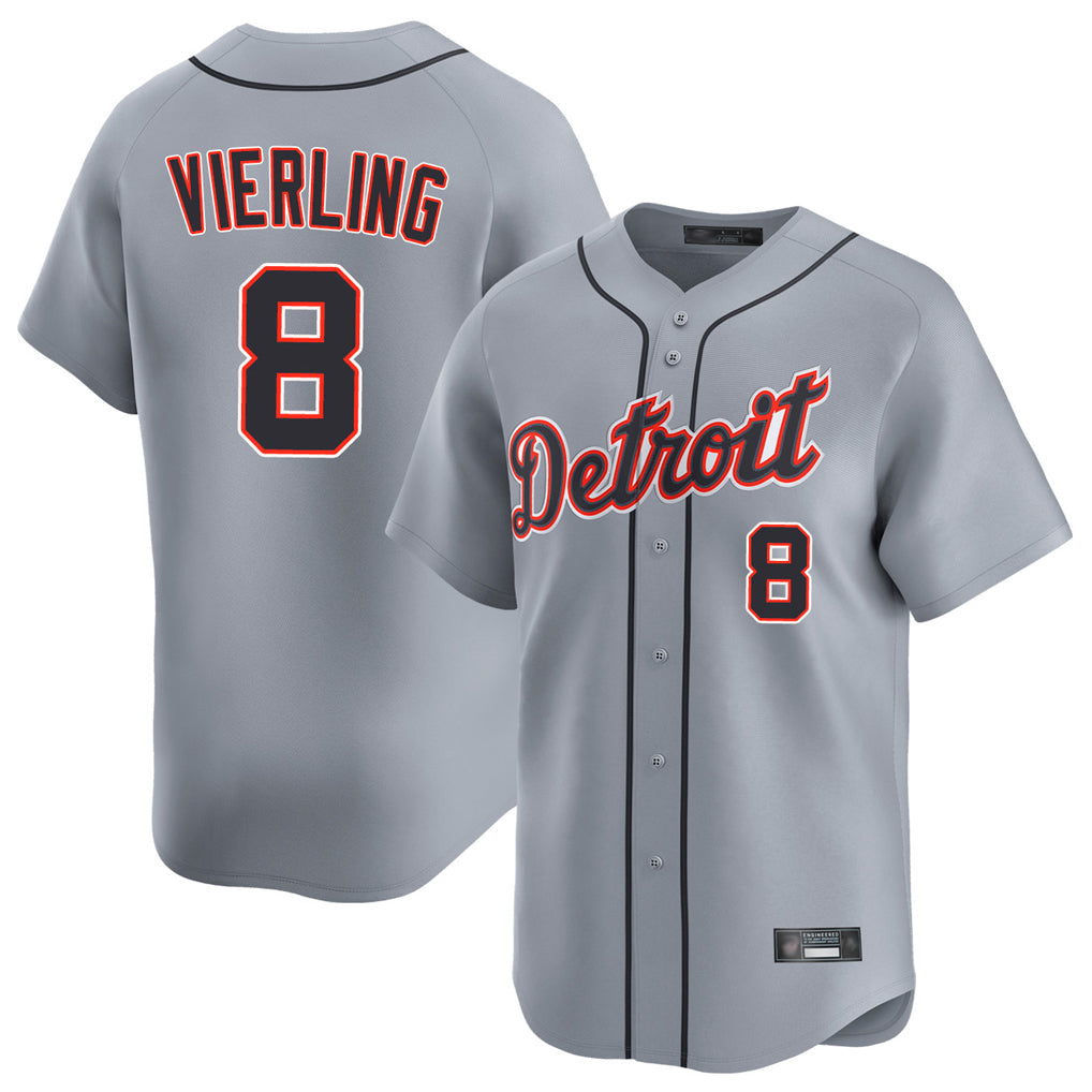 TRASK D.Tigers #8 Matt Vierling Player Gray Home Limited Stitched Jerseys