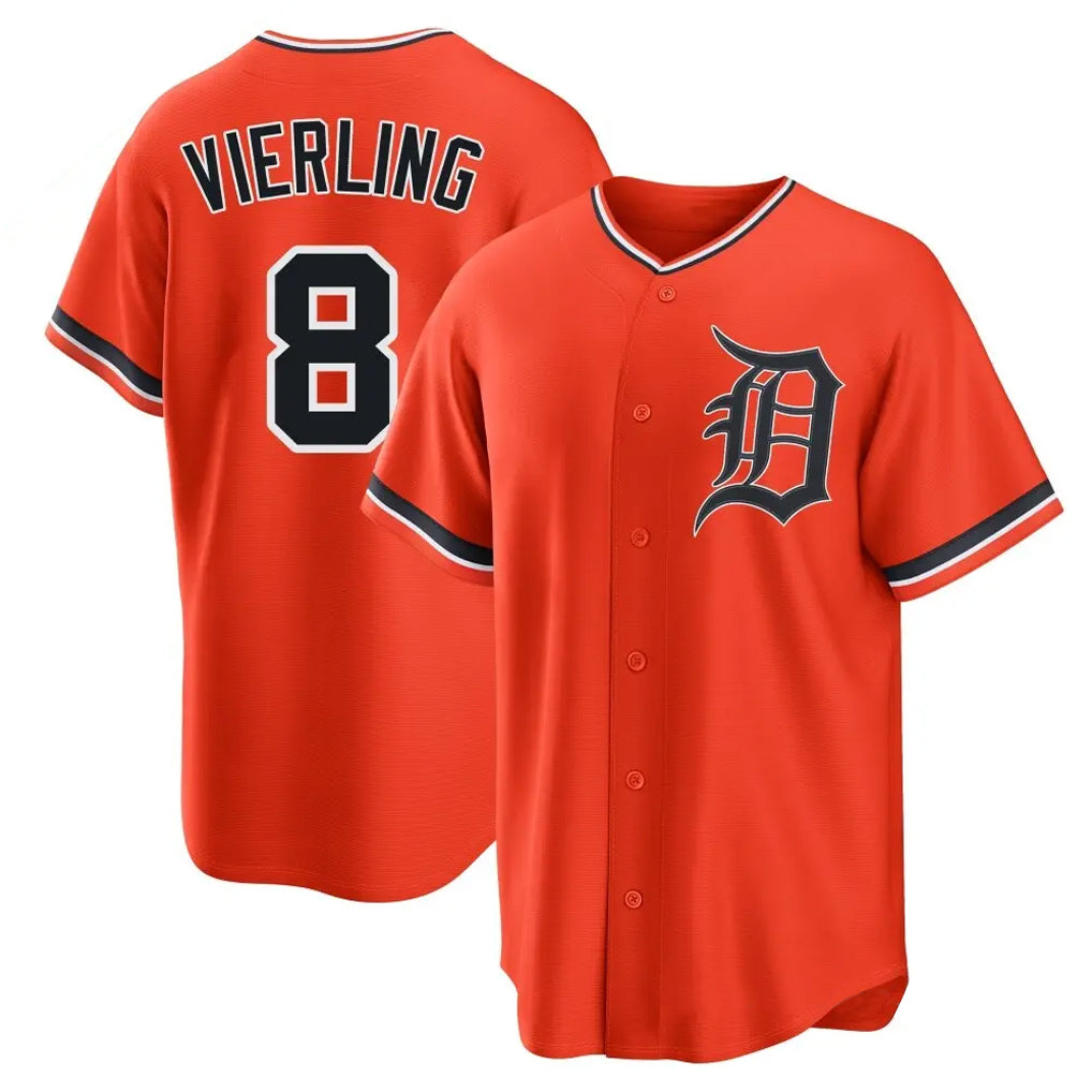 TRASK D.Tigers #8 Matt Vierling Player Orange Home Game Stitched Jerseys