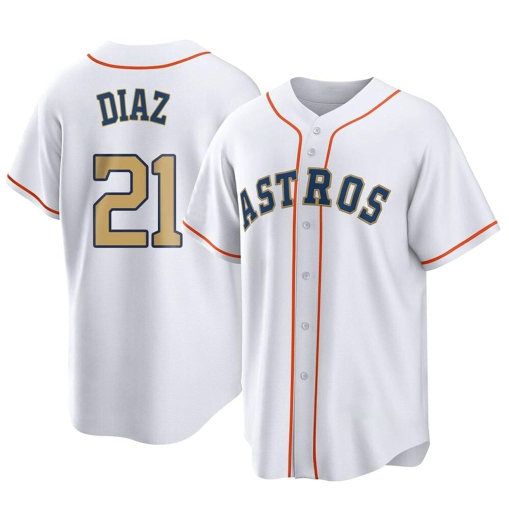 TRASK H.Astros #21 Yainer Diaz Player Gold Collection Game Home Stitched Jerseys