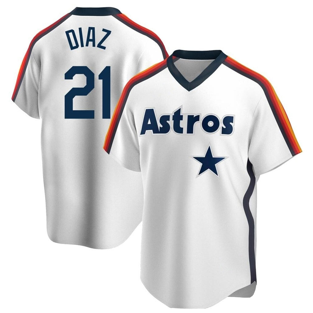 TRASK H.Astros #21 Yainer Diaz Player White Cooperstown Collection T-shirt Stitched Jerseys