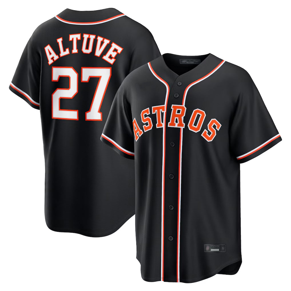 TRASK H.Astros #27 Jose Altuve Player Black Fashion Out Home Game Stitched Jerseys