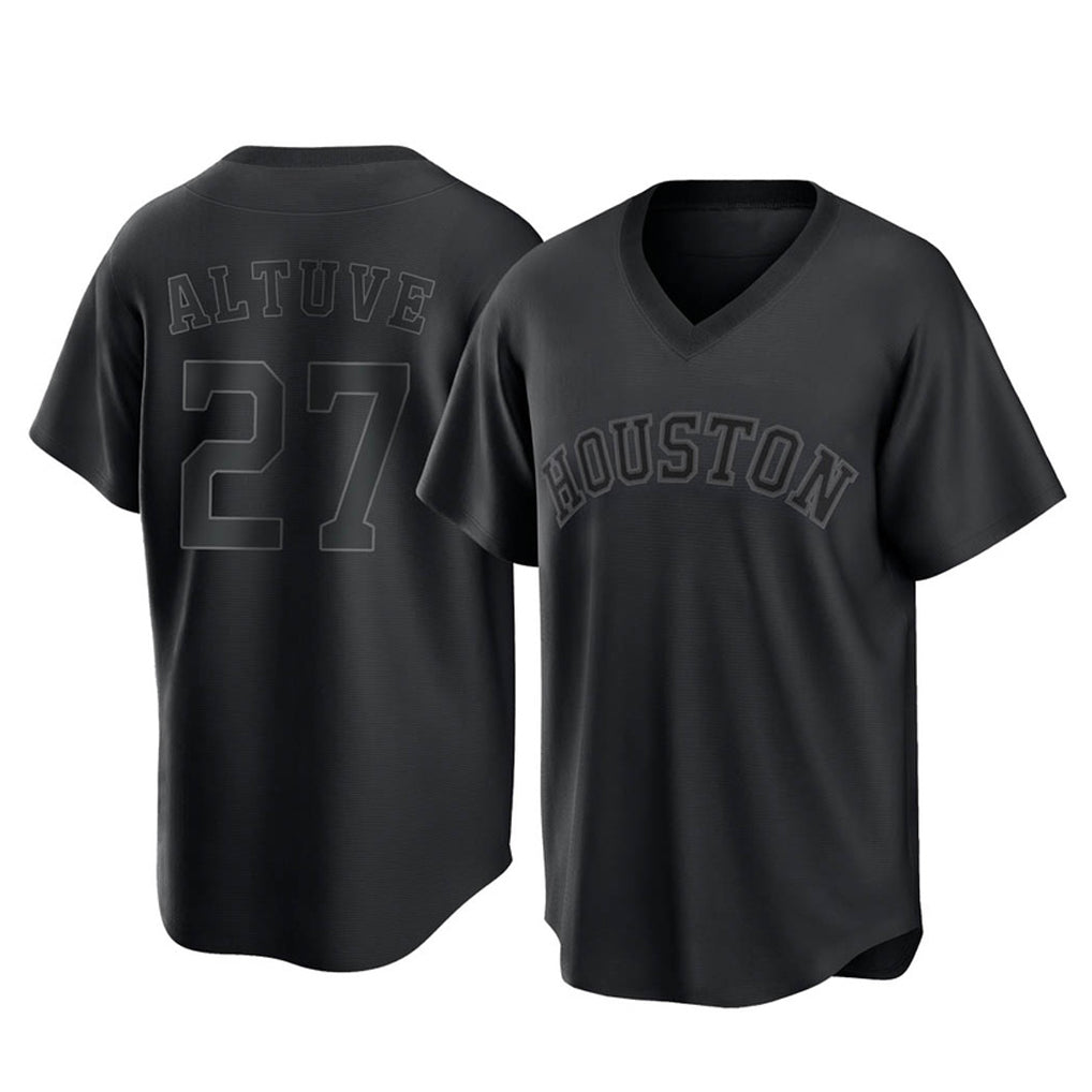 TRASK H.Astros #27 Jose Altuve Player Black Fashion T-shirt Home Game Stitched Jerseys