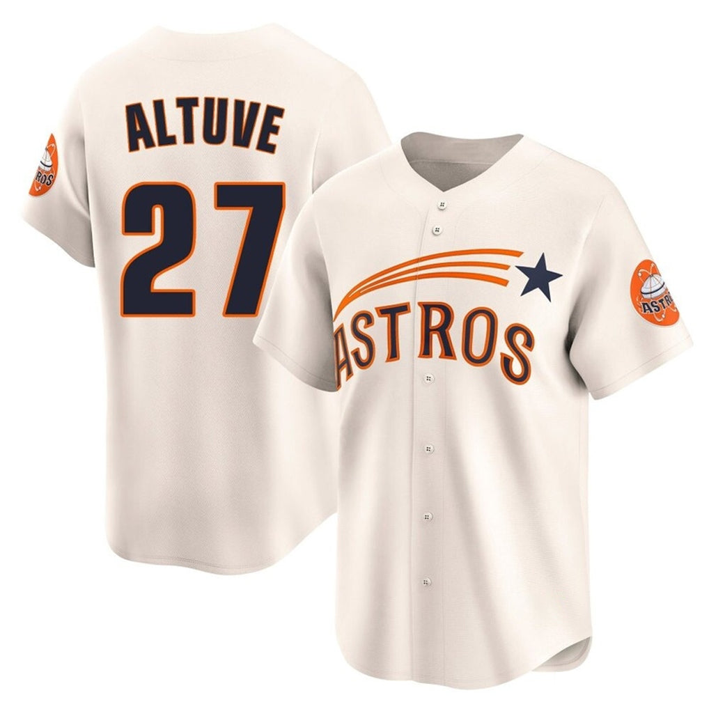 TRASK H.Astros #27 Jose Altuve Player Cream Throwback Cooperstown Collection Limited Stitched Jerseys