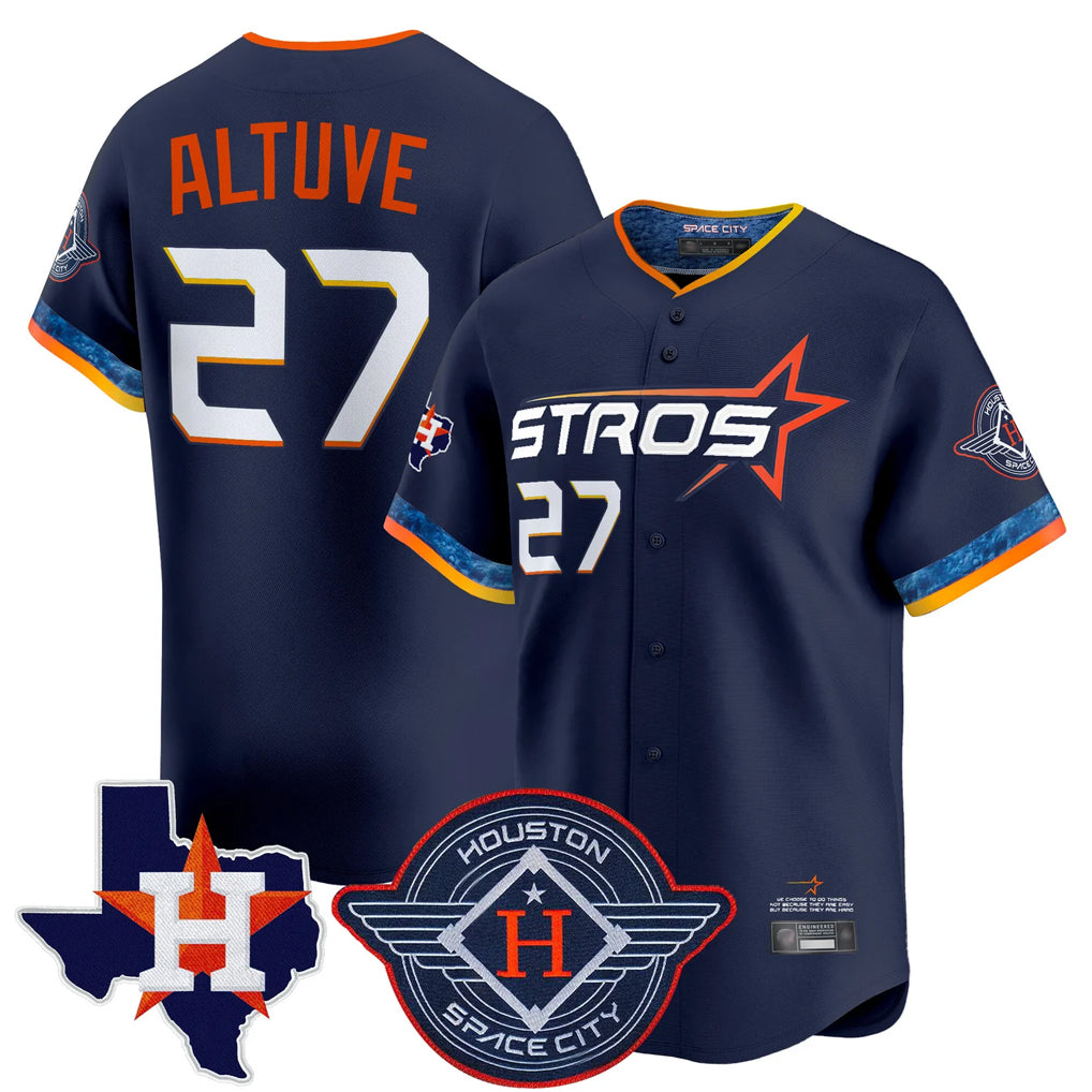 TRASK H.Astros #27 Jose Altuve Player Navy City Connect Texas Patch Vapor Premier Limited Home Stitched Jerseys