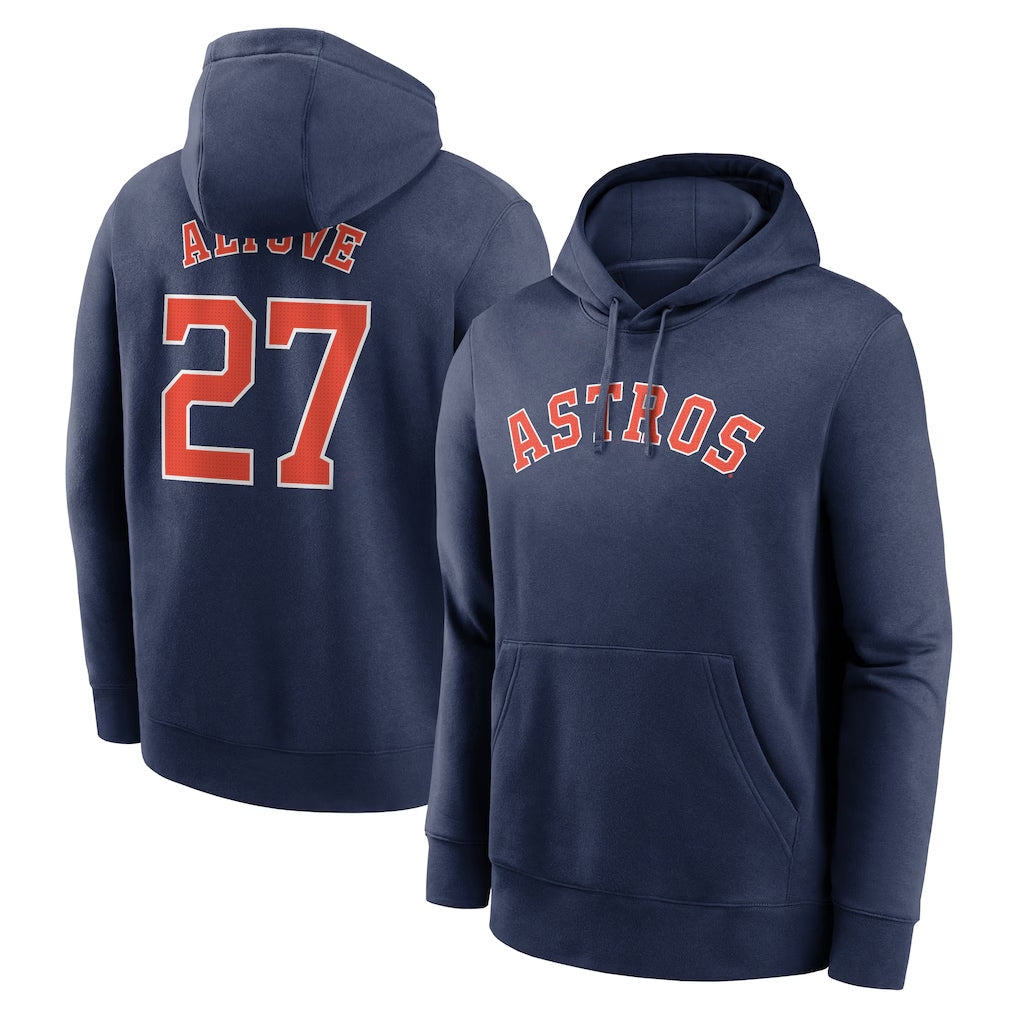 TRASK H.Astros #27 Jose Altuve Player Navy Club Fleece Pullover Hoodie Stitched Jerseys