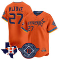 TRASK H.Astros #27 Jose Altuve Player Orange City Connect Texas Patch Vapor Premier Limited Home Stitched Jerseys