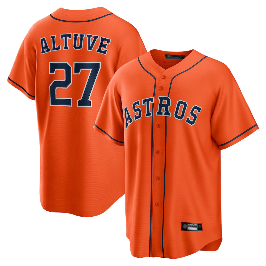 TRASK H.Astros #27 Jose Altuve Player Orange Home Game Stitched Jerseys