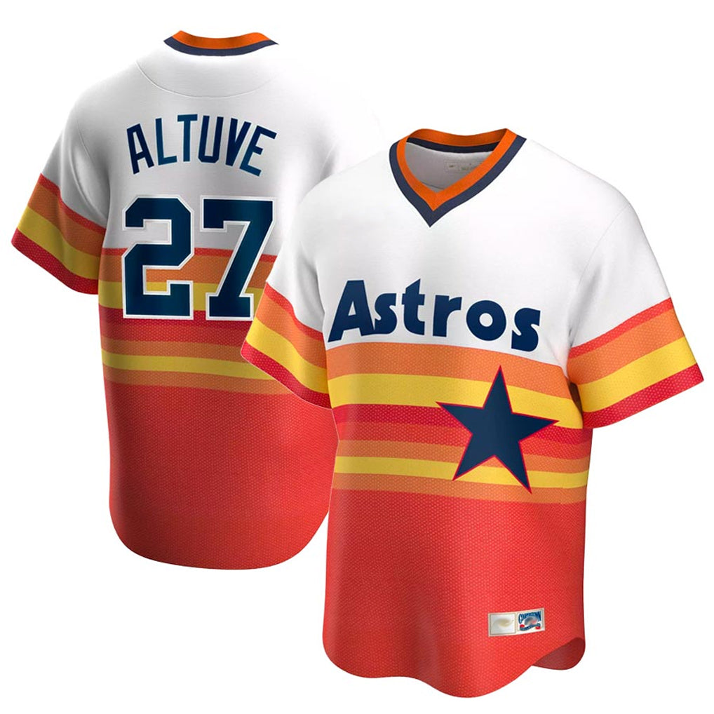 TRASK H.Astros #27 Jose Altuve Player Rainbow Cooperstown Collection T-shirt Stitched Jerseys