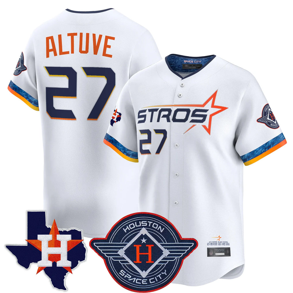 TRASK H.Astros #27 Jose Altuve Player White City Connect Texas Patch Vapor Premier Limited Home Stitched Jerseys