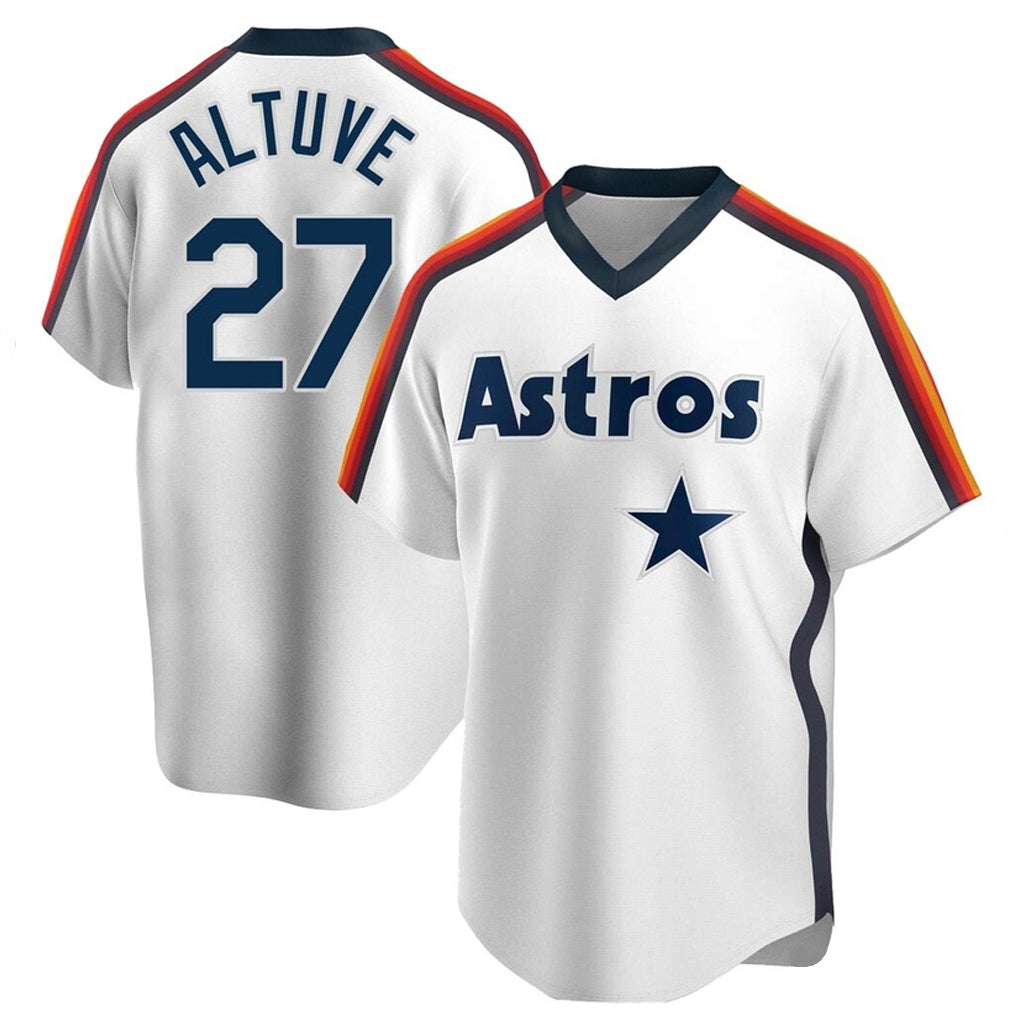 TRASK H.Astros #27 Jose Altuve Player White Cooperstown Collection T-shirt Stitched Jerseys