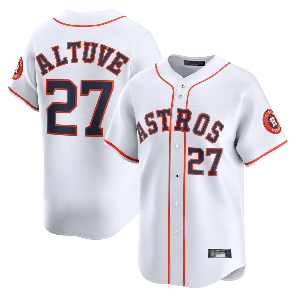 TRASK H.Astros #27 Jose Altuve Player White Home Limited Stitched Jerseys