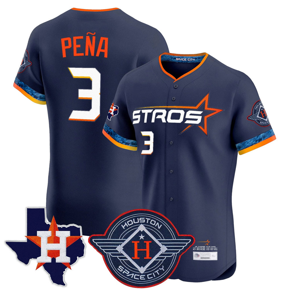 TRASK H.Astros #3 Jeremy Pe?a Player Navy City Connect Texas Patch Vapor Premier Limited Elite Home Stitched Jerseys