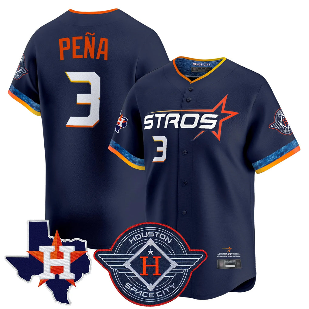 TRASK H.Astros #3 Jeremy Pe?a Player Navy City Connect Texas Patch Vapor Premier Limited Home Stitched Jerseys