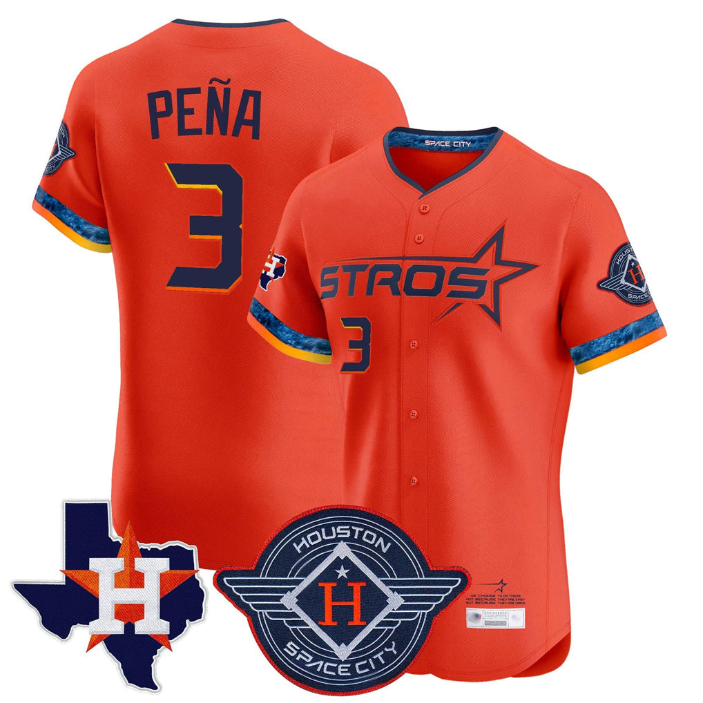 TRASK H.Astros #3 Jeremy Pe?a Player Orange City Connect Texas Patch Vapor Premier Limited Elite Home Stitched Jerseys