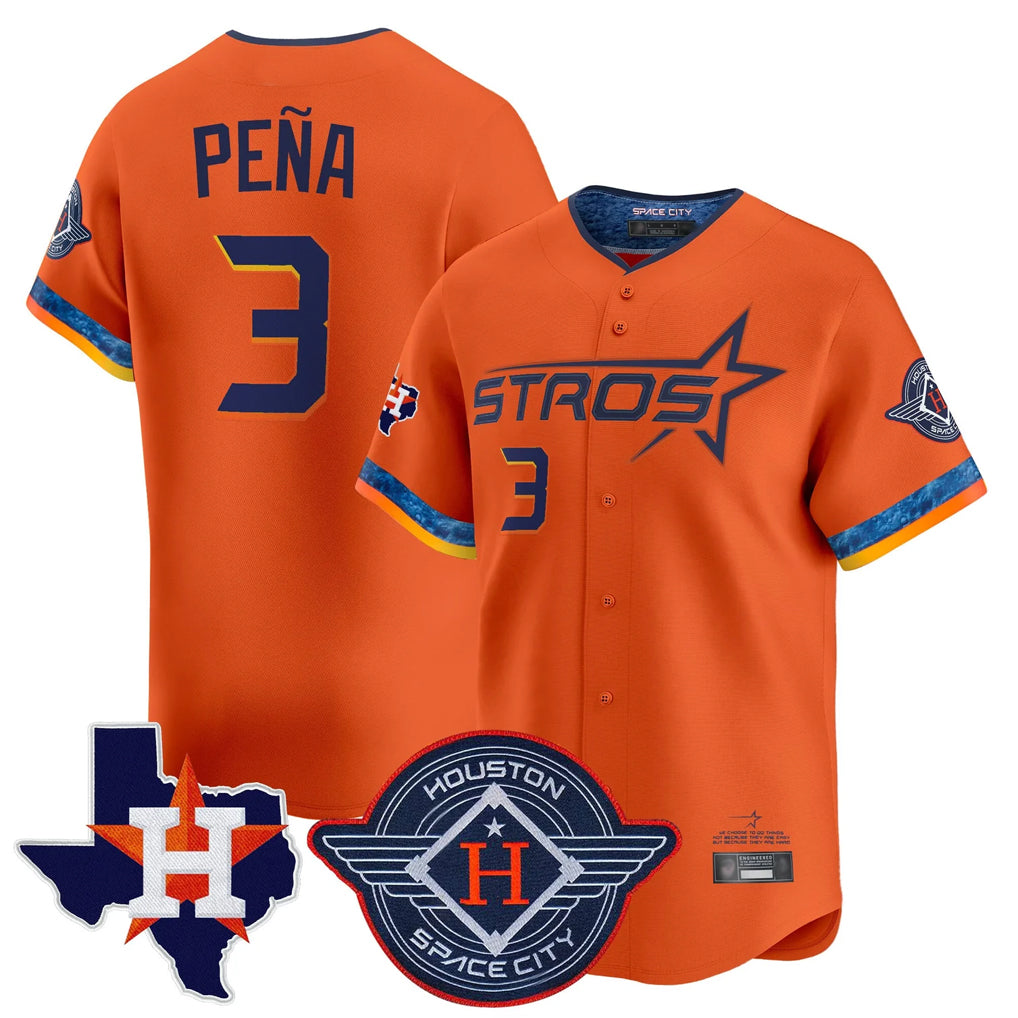 TRASK H.Astros #3 Jeremy Pe?a Player Orange City Connect Texas Patch Vapor Premier Limited Home Stitched Jerseys