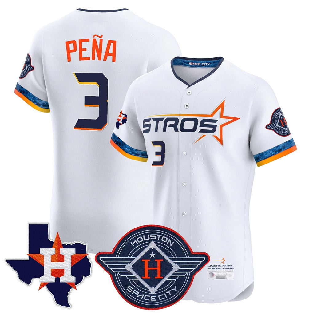 TRASK H.Astros #3 Jeremy Pe?a Player White City Connect Texas Patch Vapor Premier Limited Elite Home Stitched Jerseys